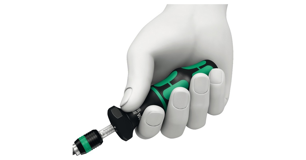 WeraSerie 7400 Kraftform instelbare momentschroevendraaier draaimomentsleutel  (Zwart/groen, 0.3 tot 1.2 Nm, met Rapidaptor snelwisselhouder)