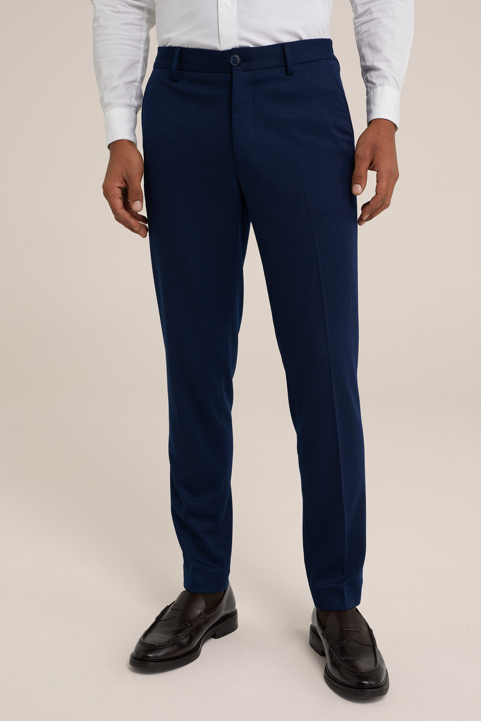 slim fit pantalon met dessin WE Fashion Donkerblauw