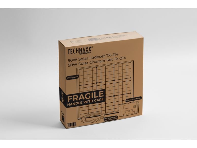 Technaxx Solarkoffer TX-214 50 W Solarkoffer mit einfacher Installation und Schnellanschluss zum umweltfreundlichen Aufladen Ihrer Batterie
