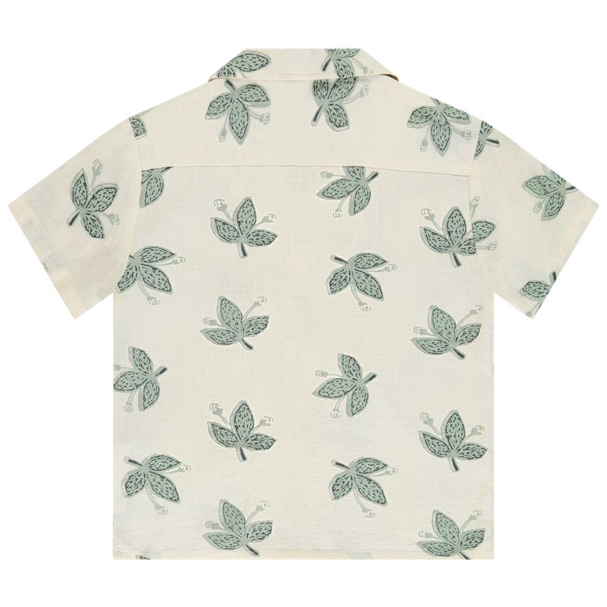 Chemise manches courtes imprimé feuilles pour garçon - Blanc