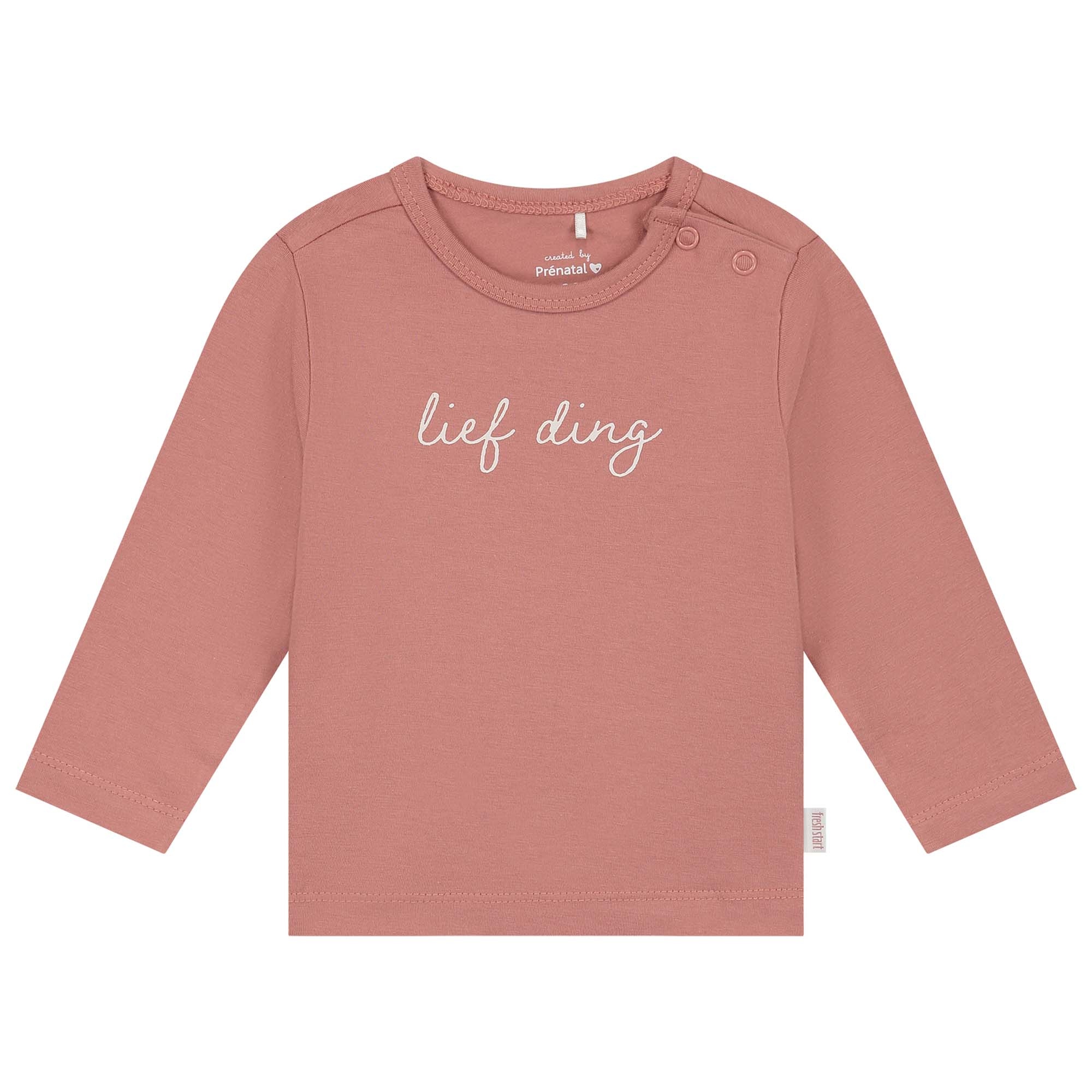 prénatal newborn shirt lange mouwen tekst roze