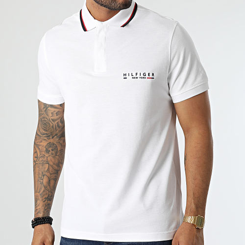 Polo Manches Courtes Brand Love Logo 9525 Blanc