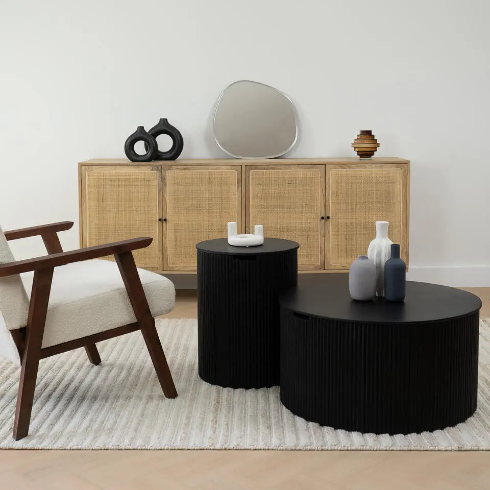 Lewis & Loft Salontafel Lonne - FSC® mangohout – Rond ⌀70 – Zwart
