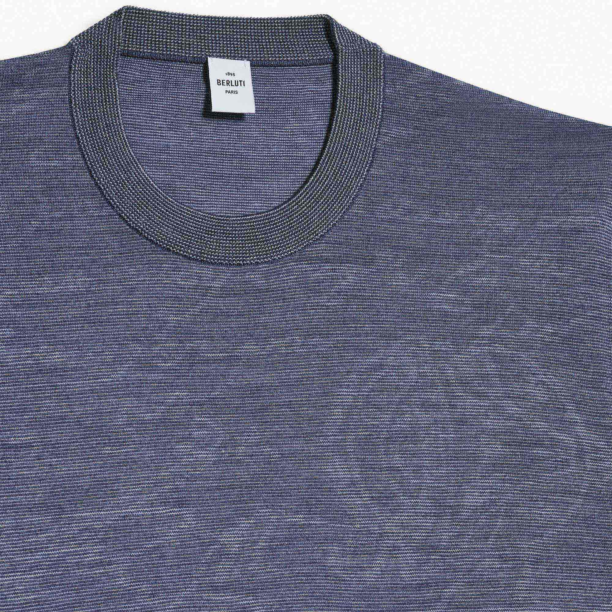 Pull Manches Courtes Leger En Laine Avec Jacquard Scritto