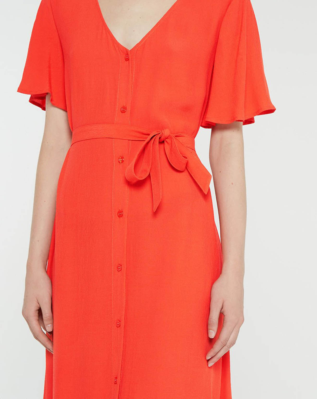Galeries Lafayette Robe longue Catherine à Col V orange