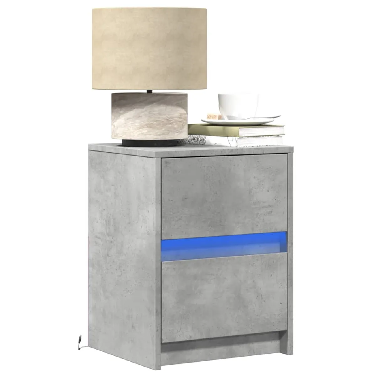 vidaXL Armoires de Chevet LED - Gris Béton
