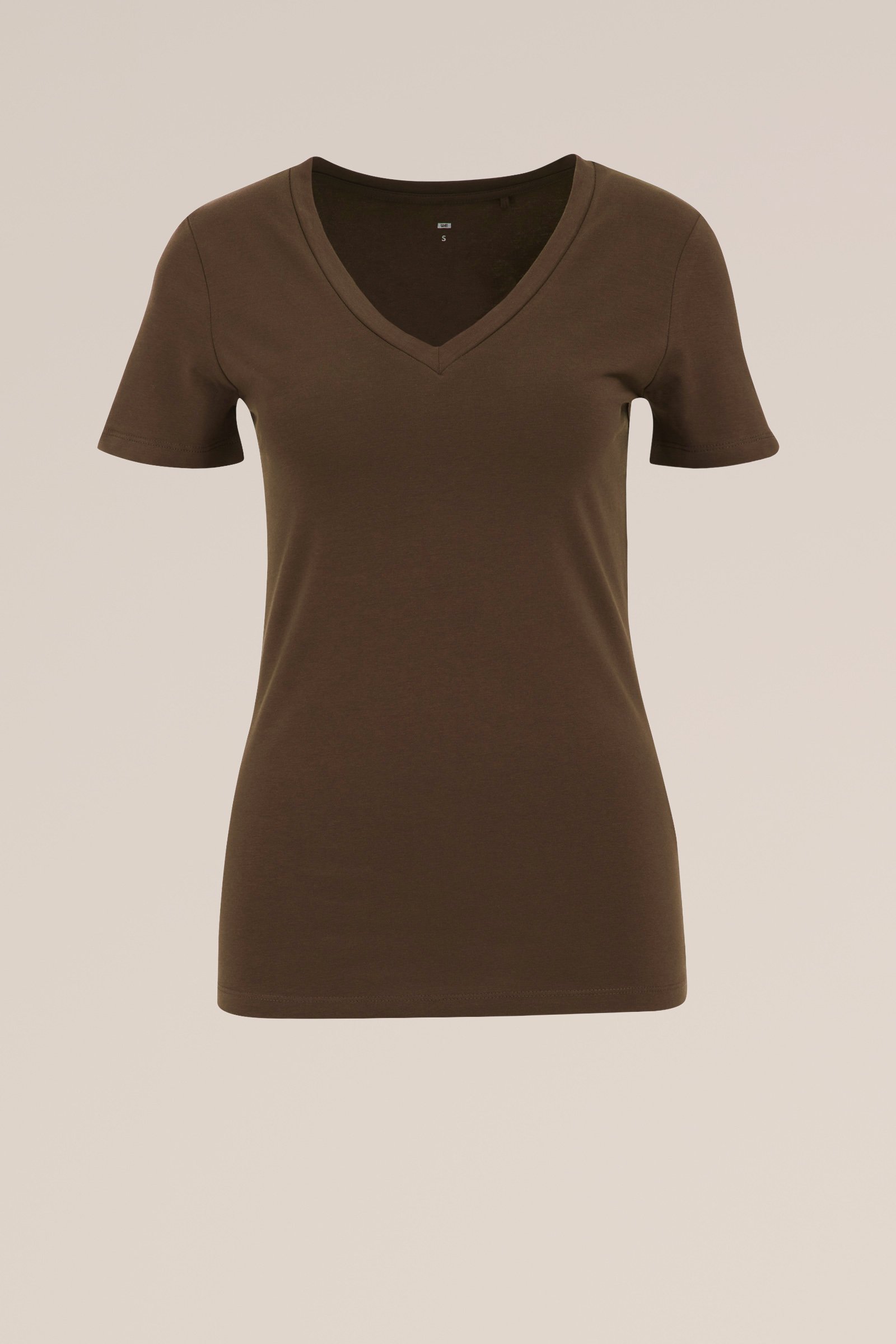 T-shirt met V-hals WE Fashion Bruin
