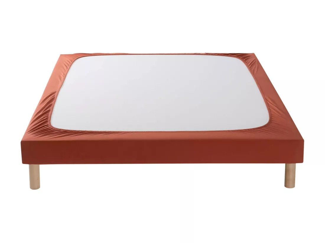 Cache-sommier coton jersey terre de sienne 70x200