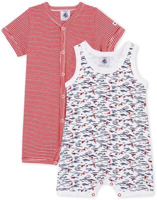 Petit Bateau Jumpsuit 2-pack, Rød/Hvit