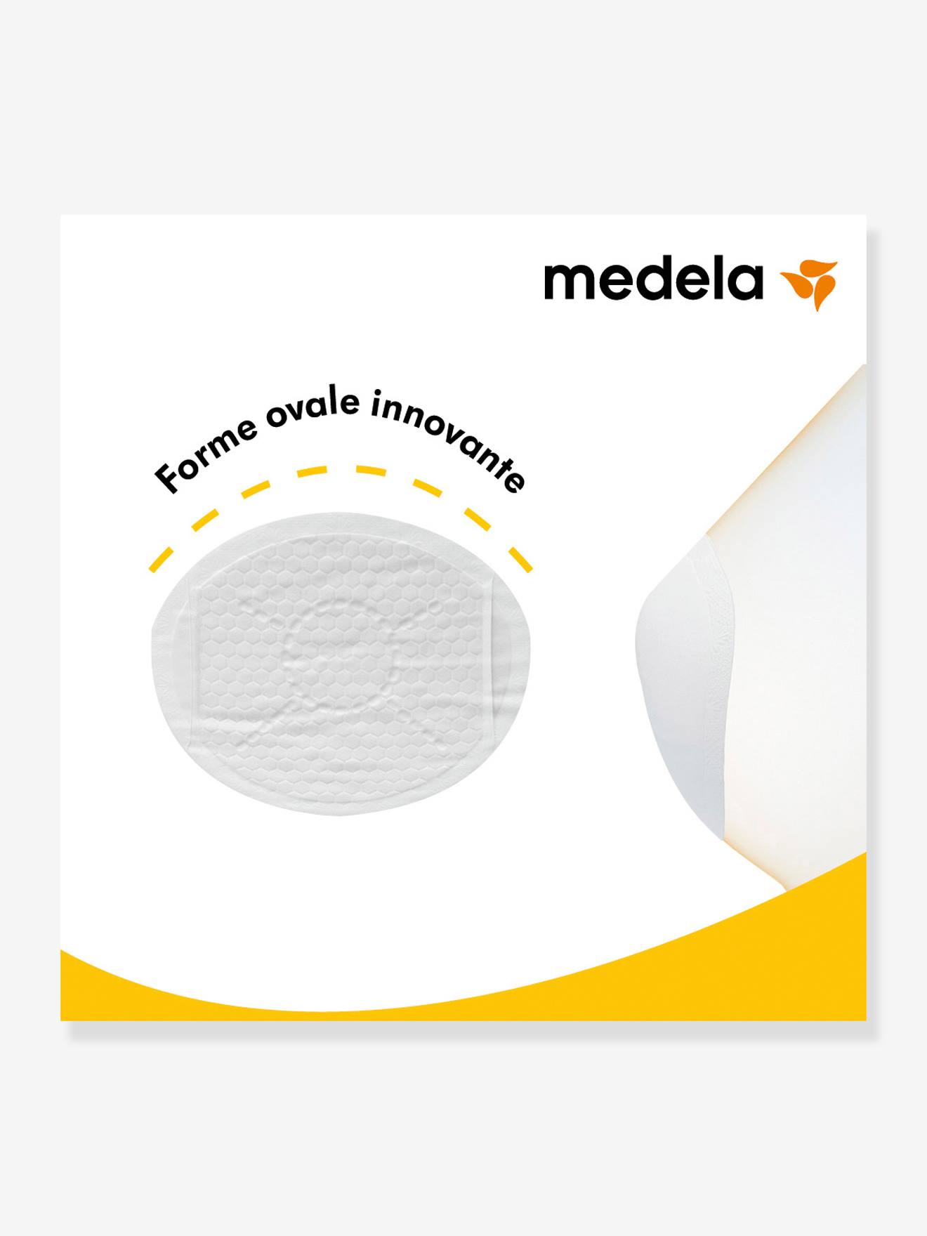 Caixa com 60 absorventes descartáveis para amamentação MEDELA Safe & Dry Ultra Thin, tamanho médio, brancos.