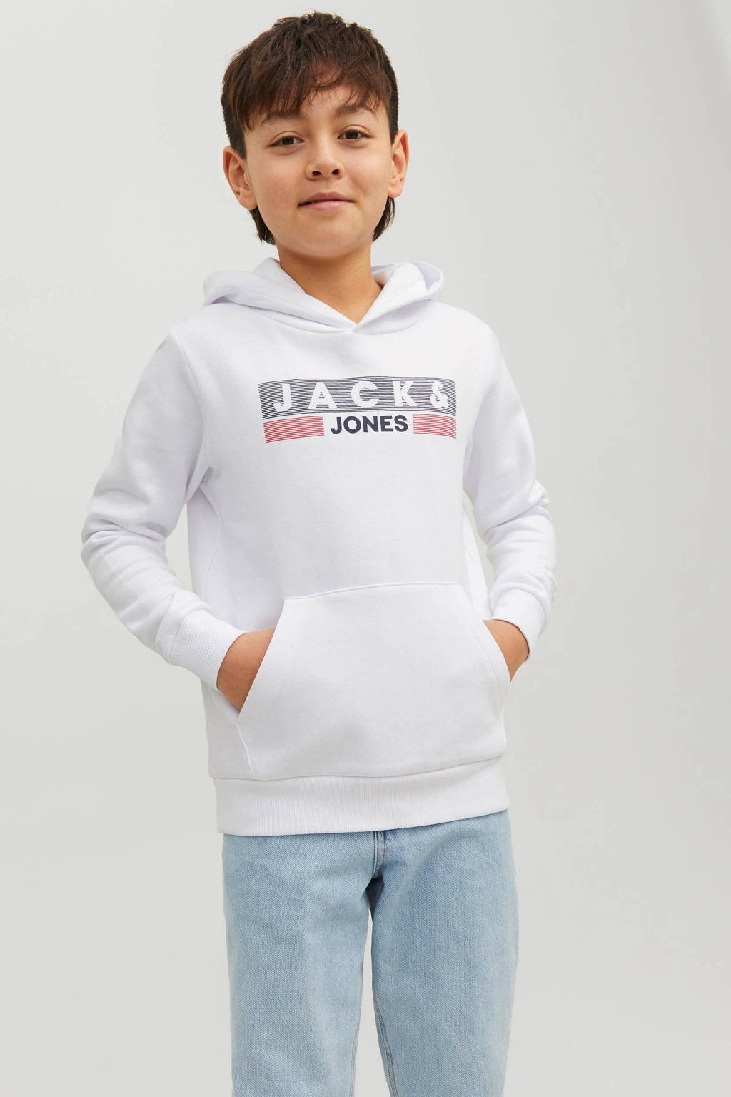 JACK & JONES hoodie JJECORP met logo wit