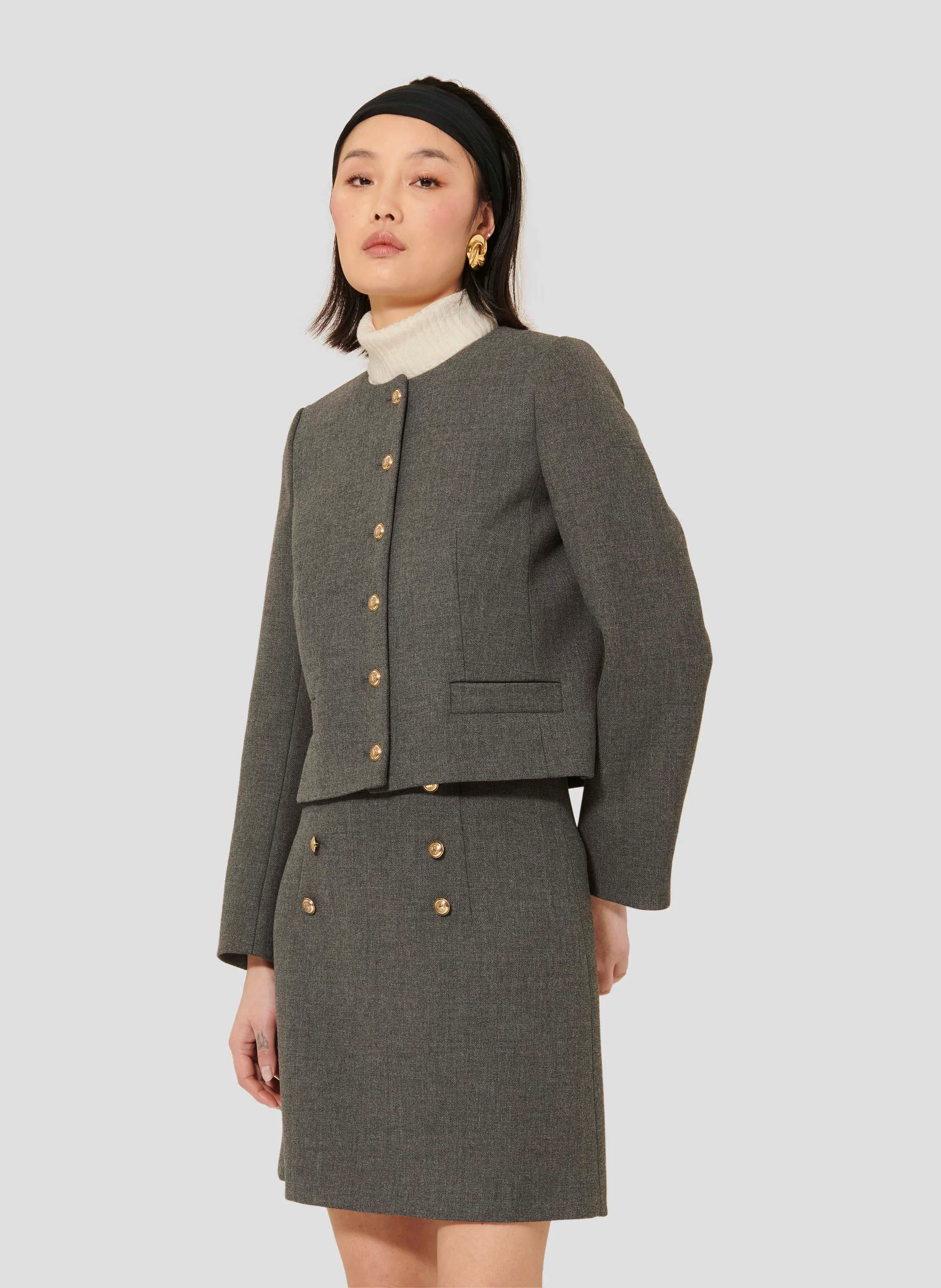 VESNA - Veste col rond| Gris