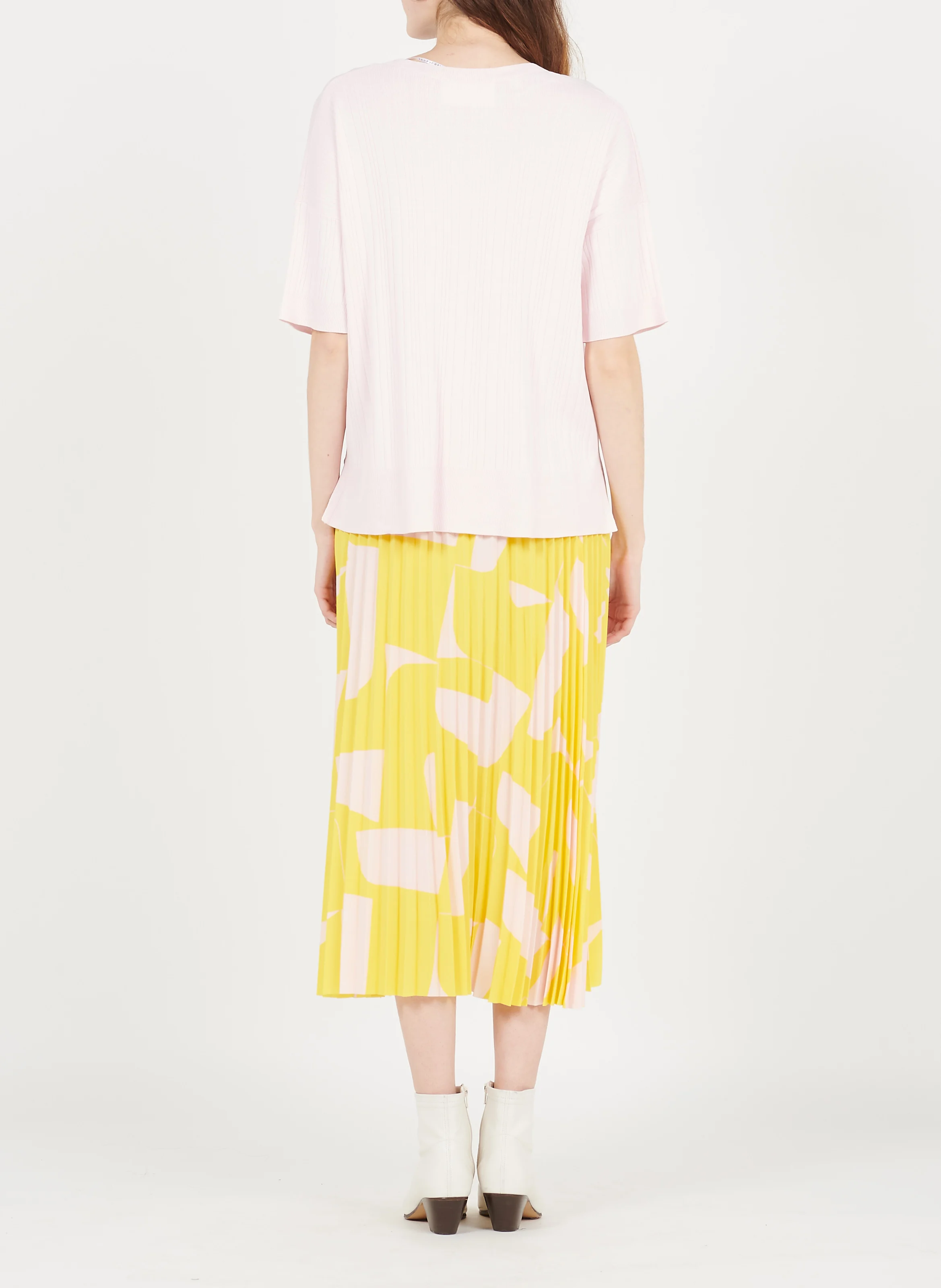 Pull col rond côtelé en maille fine | Rose