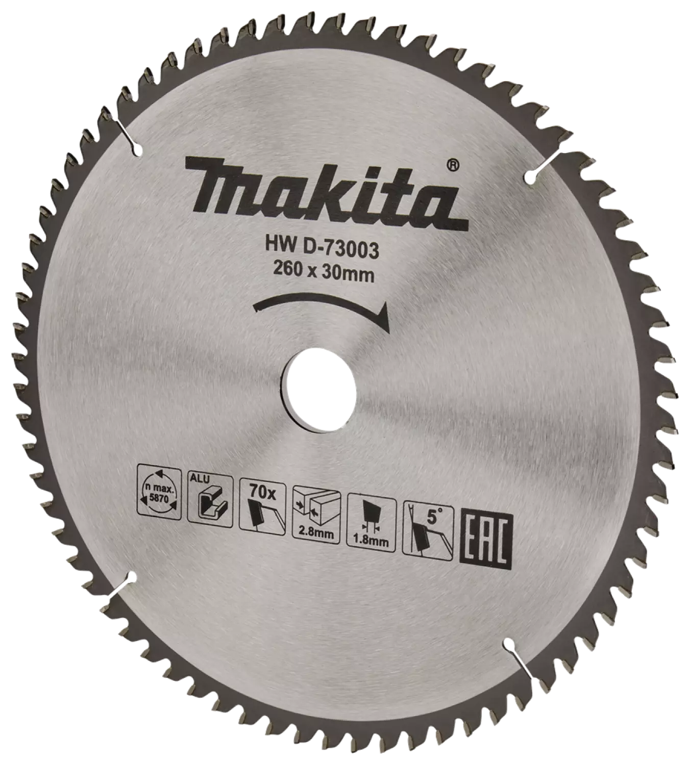 Makita D-73003 Afkortzaagblad - 260 x 30 x 70T - aluminium