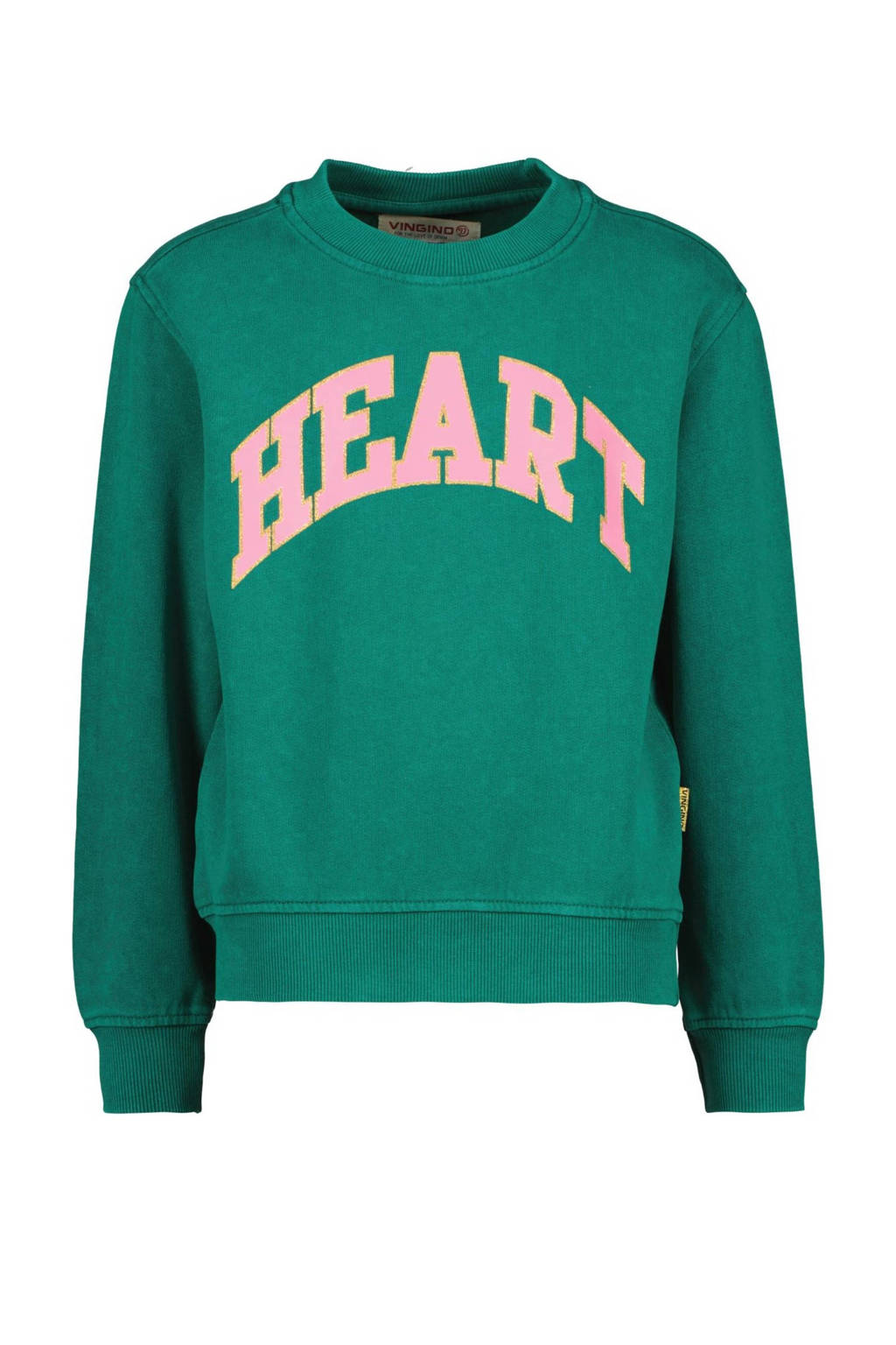 Vingino sweater Nouda met tekst groen