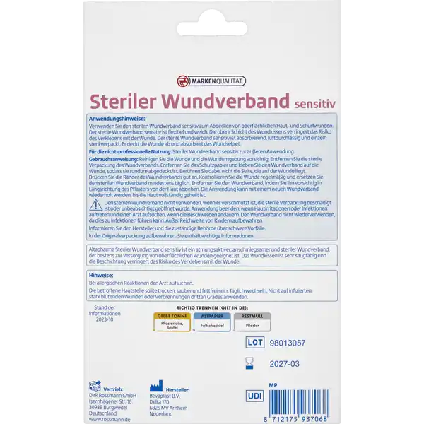 Steriler Wundverband sensitiv