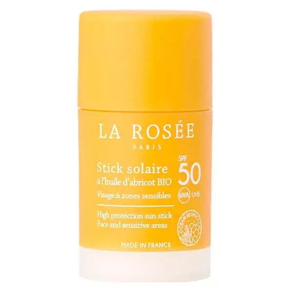 Protetor solar em bastão La Rosée com óleo de damasco orgânico FPS 50 15ml