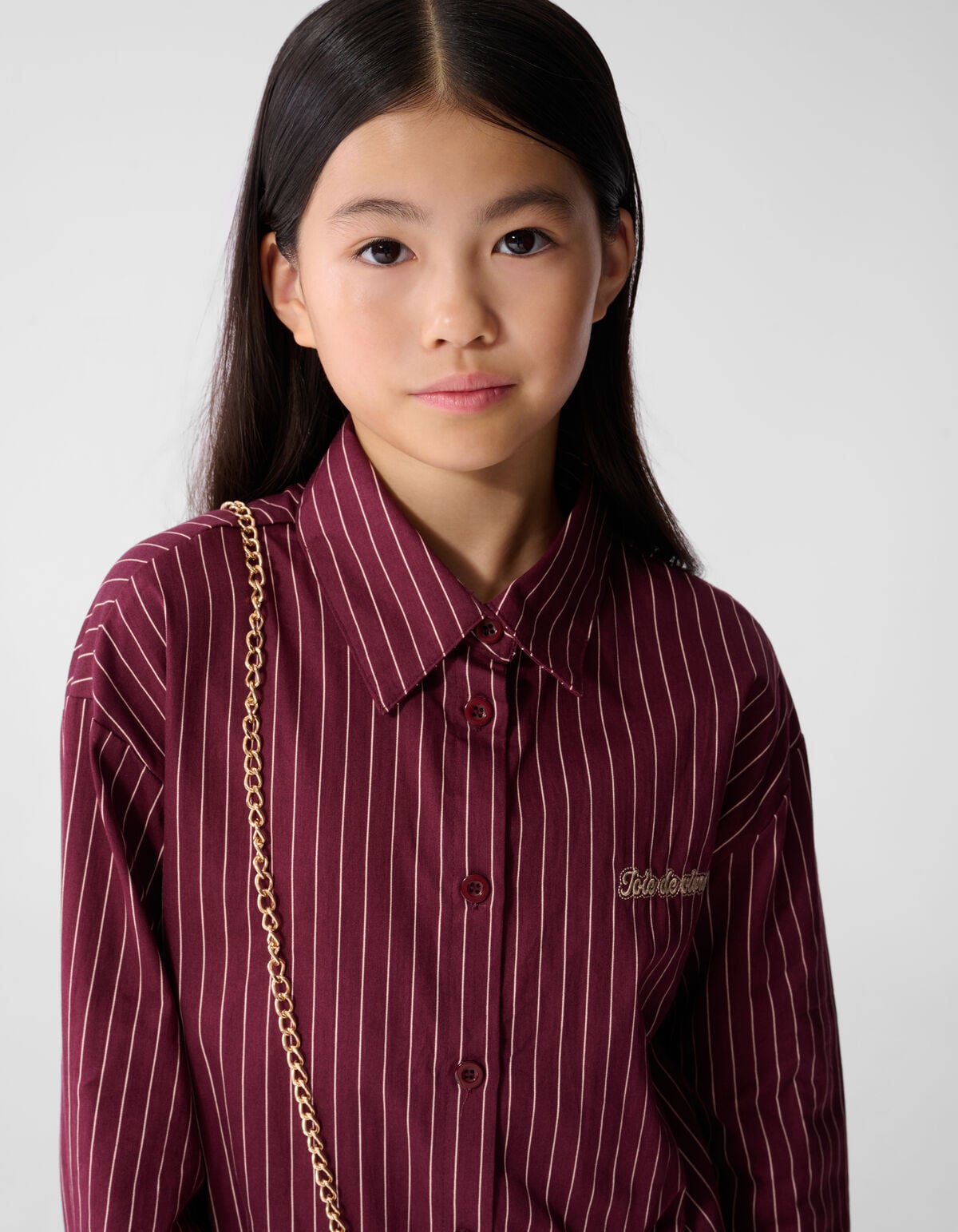 Oversized Lace Pinstripe Blouse Donkerrood