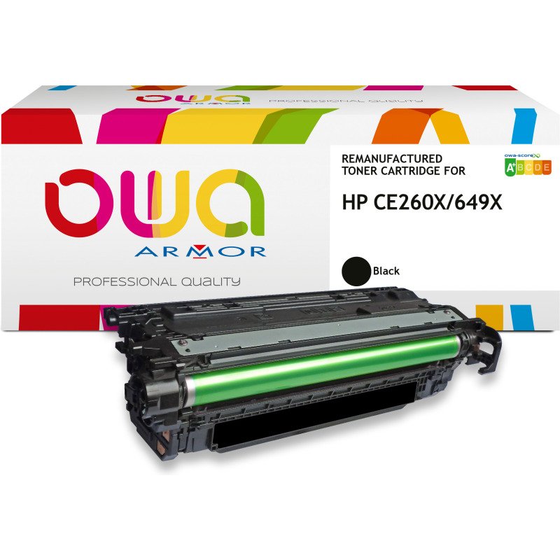 Toner remanufacturé OWA - haute capacité - Noir - pour HP CE260X