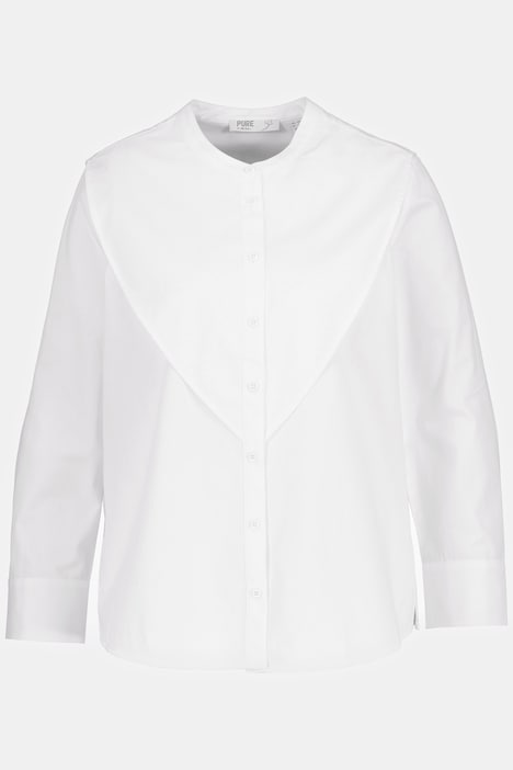 Bluse, Überwurf, Stehkragen, Langarm, Biobaumwolle