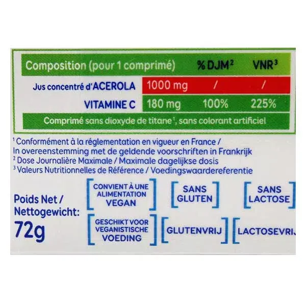 Alvityl Acerola 1000 comprimidos mastigáveis de vitamina C para maiores de 12 anos, 2 embalagens com 30 comprimidos cada.