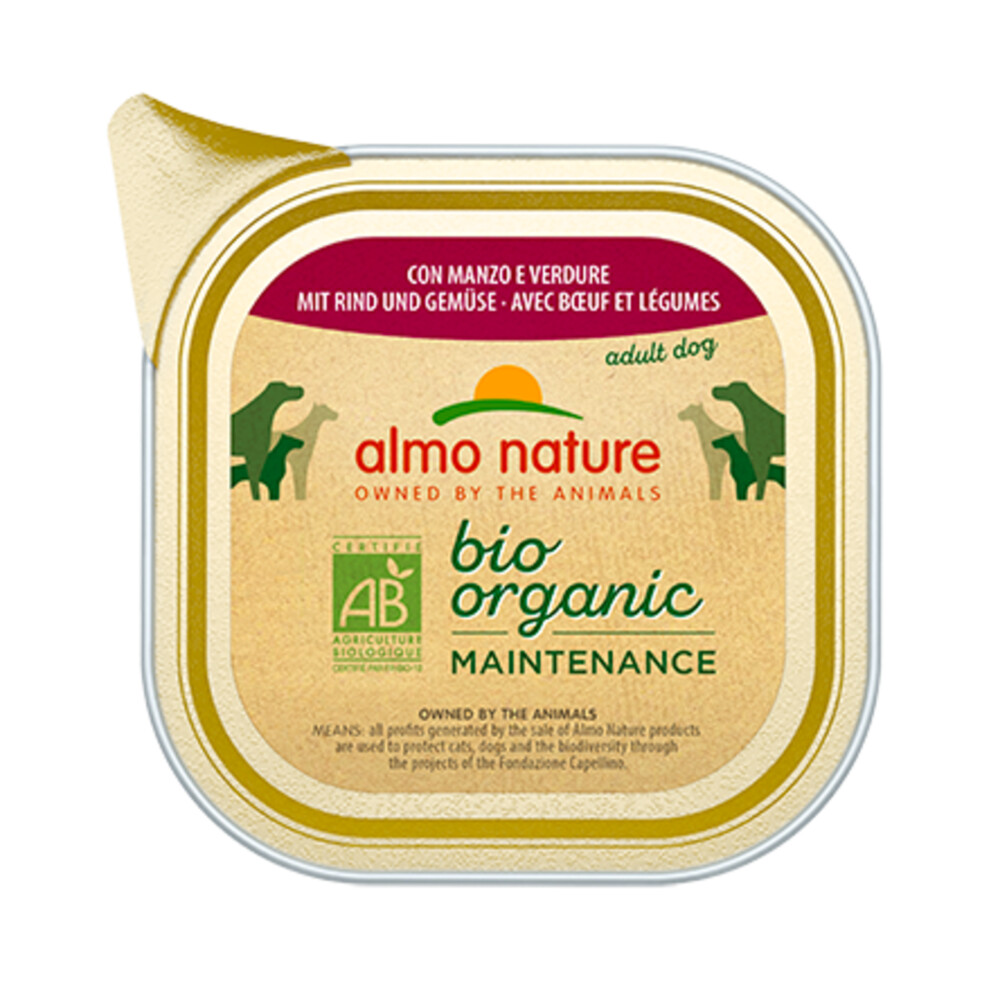 32x Almo Nature Bio Organic Maintenance Hondenvoer Rund en Groenten100 gr