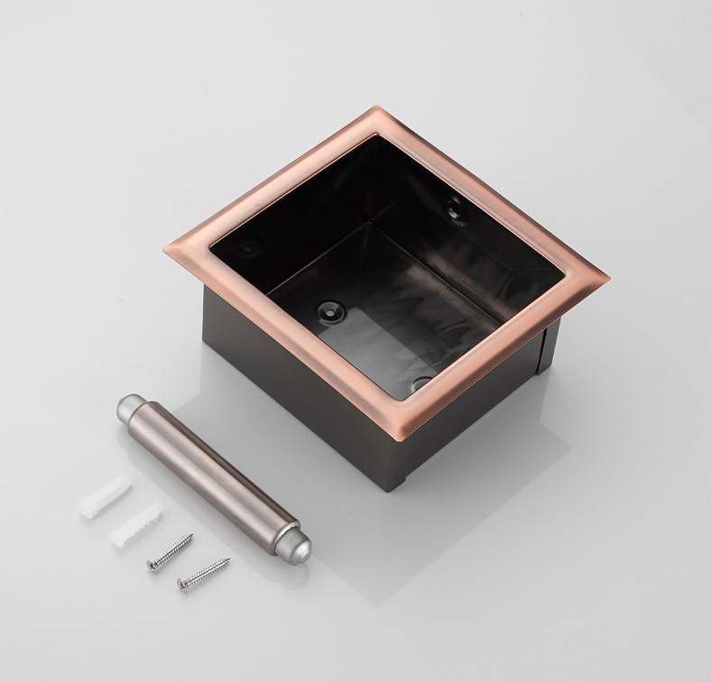 Saniclear Copper inbouw toiletrol houder zonder klep geborsteld koper