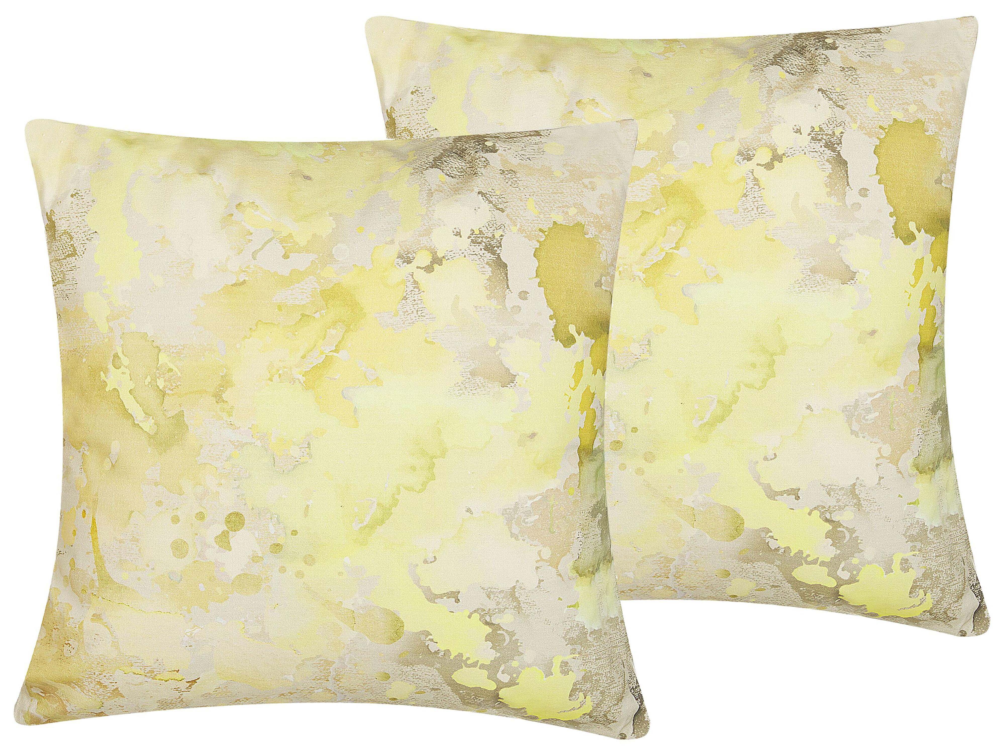 Set van 2 sierkussens PACHIRA Katoen 45 x 45 cm Geel abstract patroon