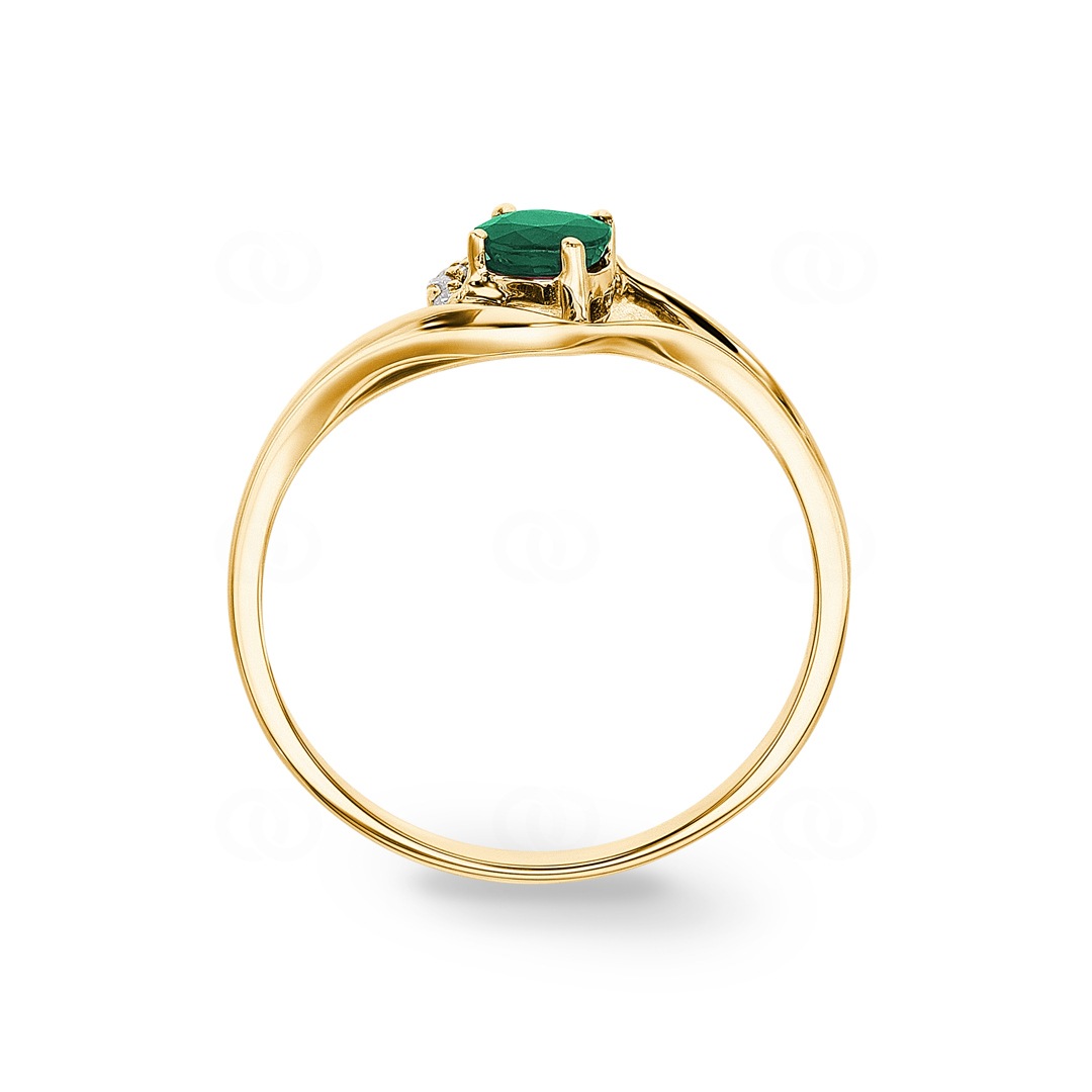 Smaragdring 750/18 K Gelbgold mit Diamanten 0.03 ct H/si