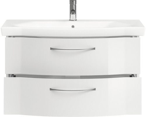 Badkamermeubelset serie 6005 Sprint BxD 97 x 48,1 cm, frontkleur wit hoogglans, 2-delige set met keramische wastafel
