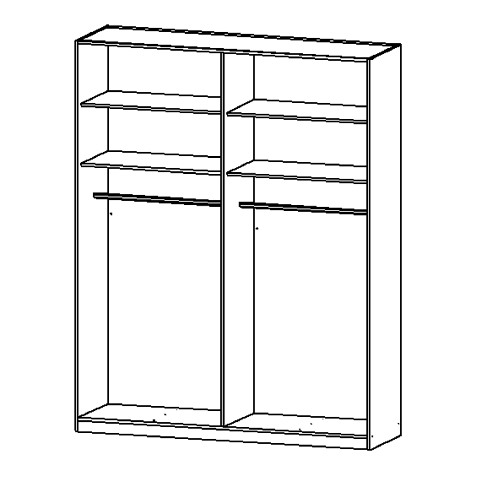 Drehtürenschrank - seidengrau - Glasfronten - 4-türig - 181x229 cm