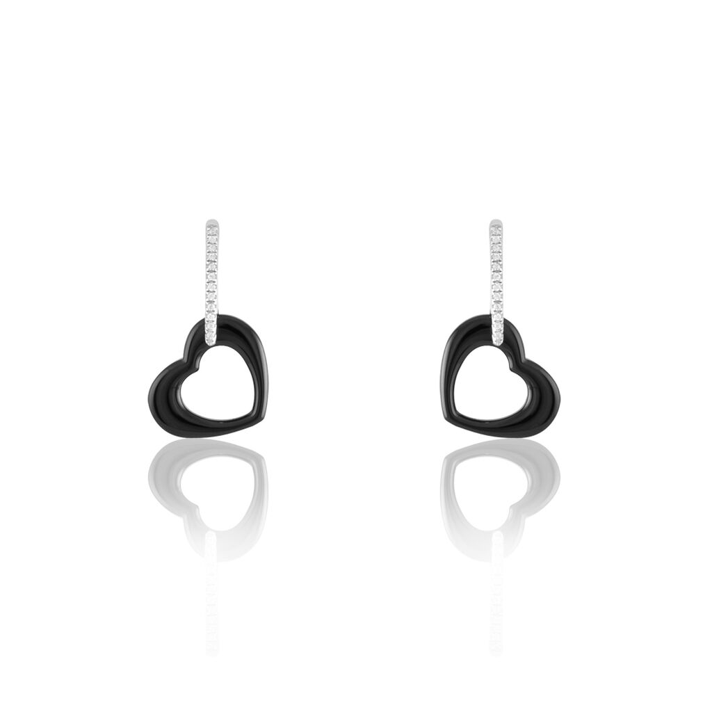 Boucles D'oreilles Pendantes Elodie Argent Blanc Oxyde Et Céramique