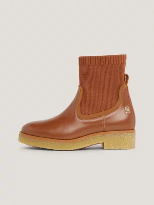 Botas de meia em couro crepe