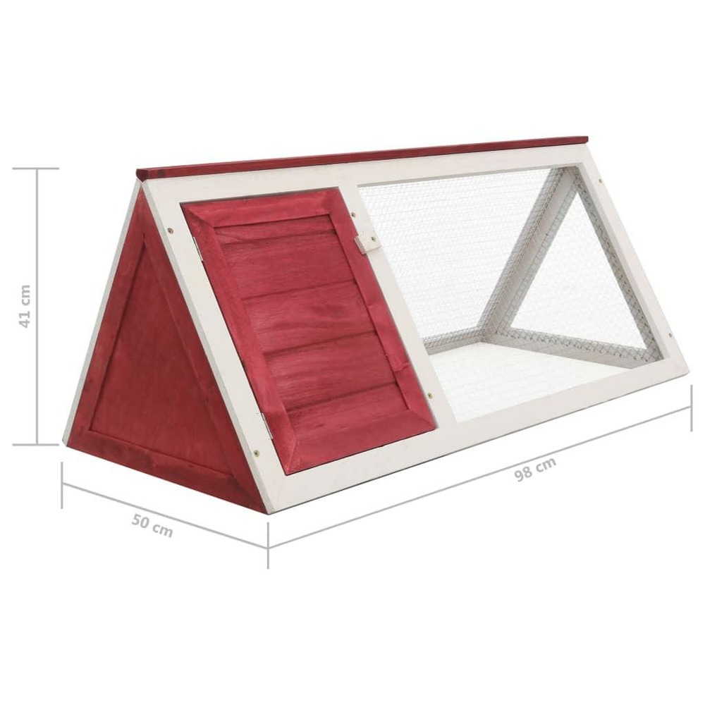 Clapier lapin petits animaux 98 x 50 x 41 cm bois rouge et blanc