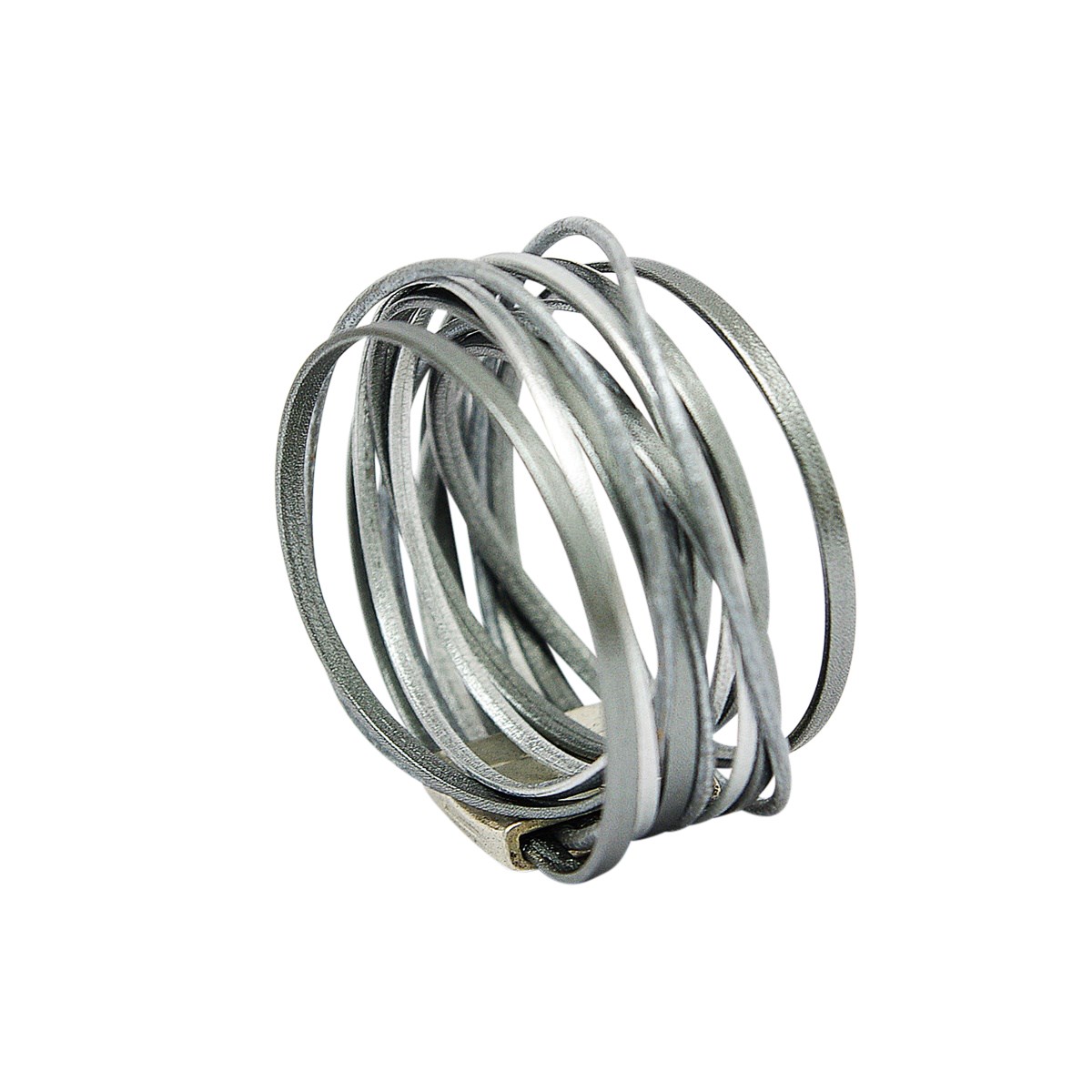 Bracelet en cuir multiliens gris femme Amarok