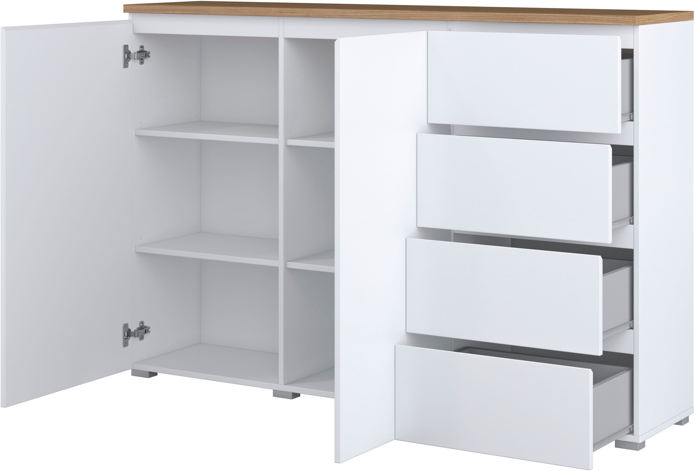 INOSIGN Highboard »Modo, Breite 150 cm, moderne grifflose Kommode 2Türen/4 SK« Schubladenkommode mit viel Stauraum, Einlegeböden verstellbar