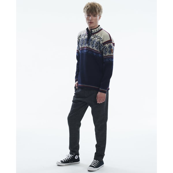 Pull DALE OF NORWAY VAIL M SWEATER MIDNIGHTNAVY REDROSE OFFWHITE