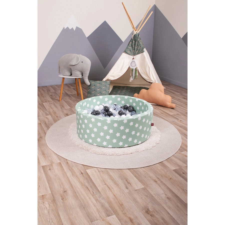 knorr toys® Bällebad soft - Green white stars 300 balls greywhitetransparent grau
