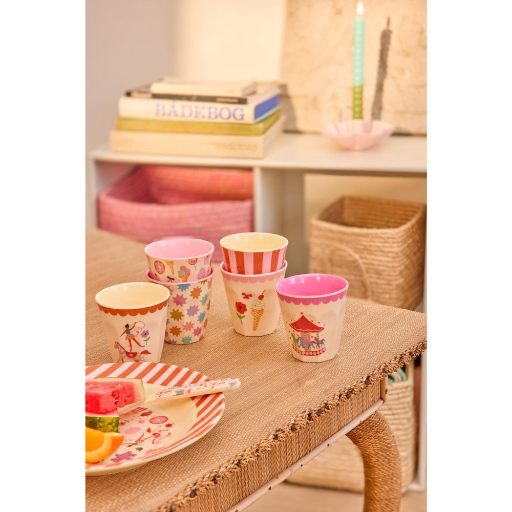 Køb Rice Fun Fair Print Pink Melamine Kopper Small 6 Pak