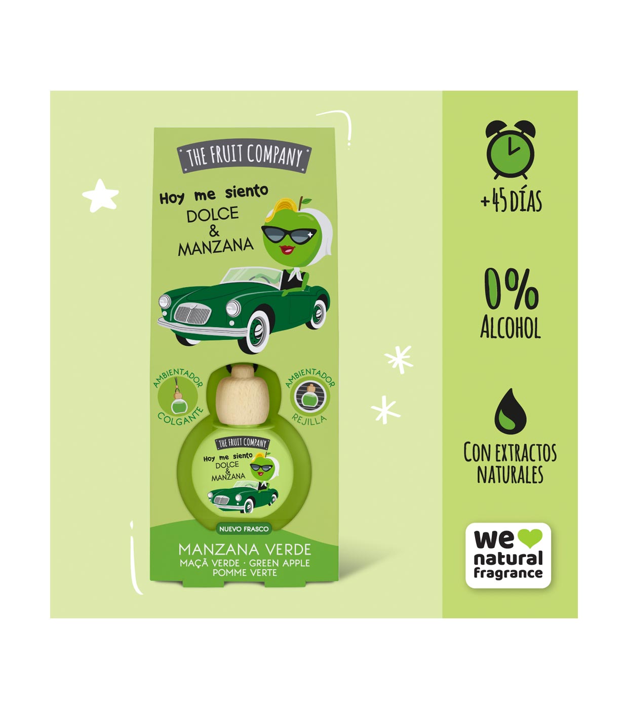 The Fruit Company - Purificador de ar para automóveis - Maçã verde