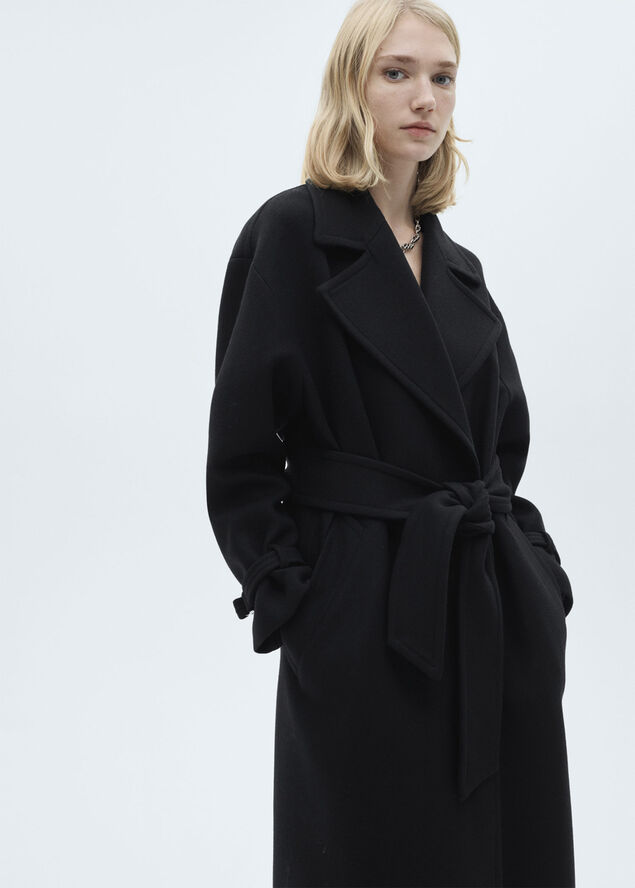 MANGO Maxi lapel Manteco wool coat Black