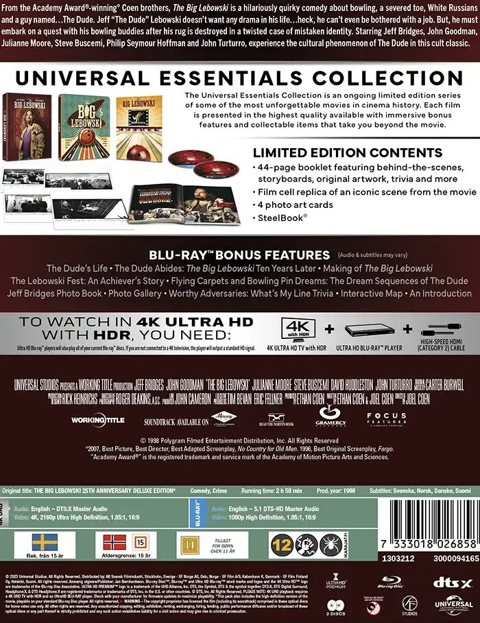 The Big Lebowski - 25Th Anniversary Limited Steelbook Edition - 4K Ultra HD Blu-Ray