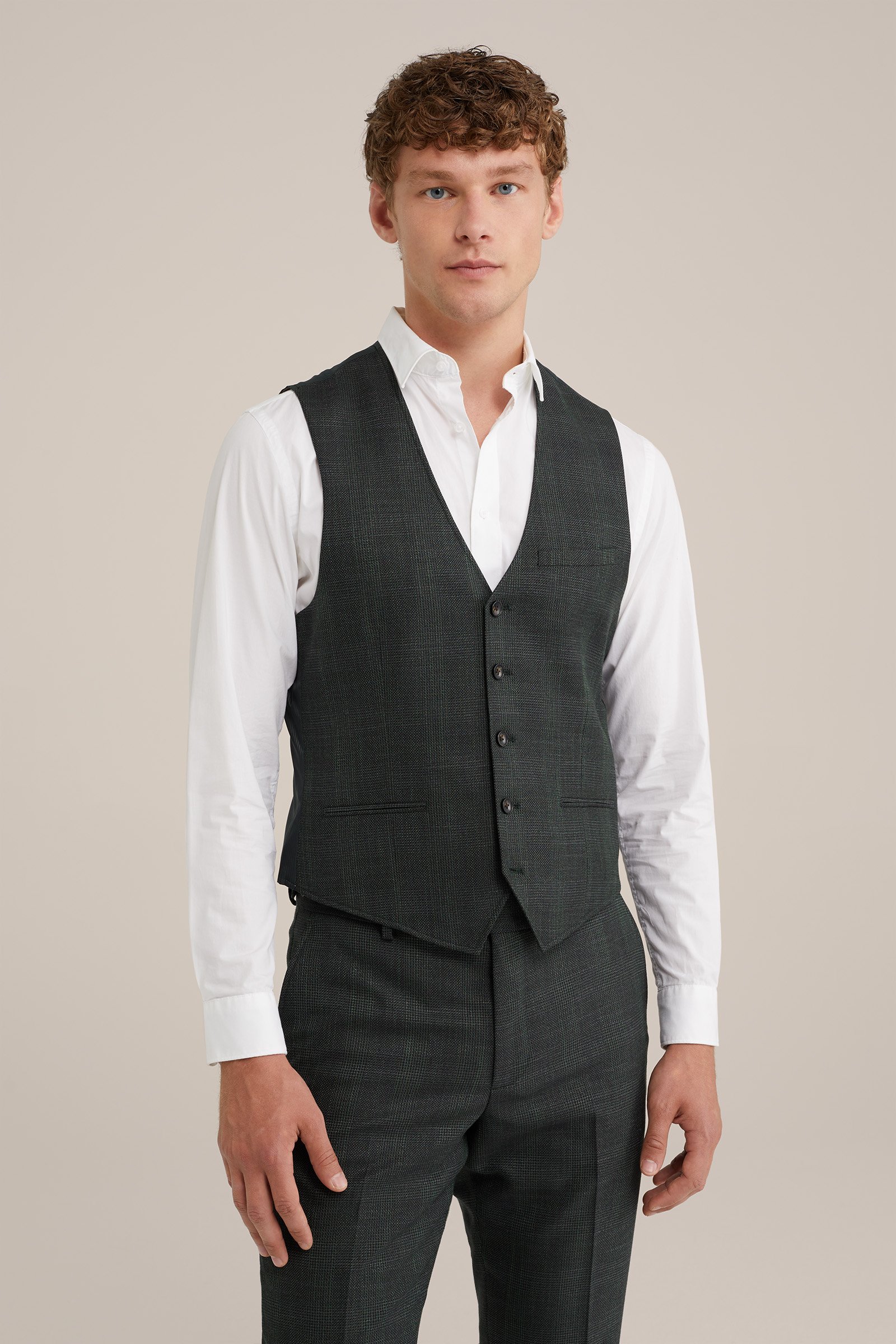 slim fit gilet met dessin WE Fashion Donkergroen