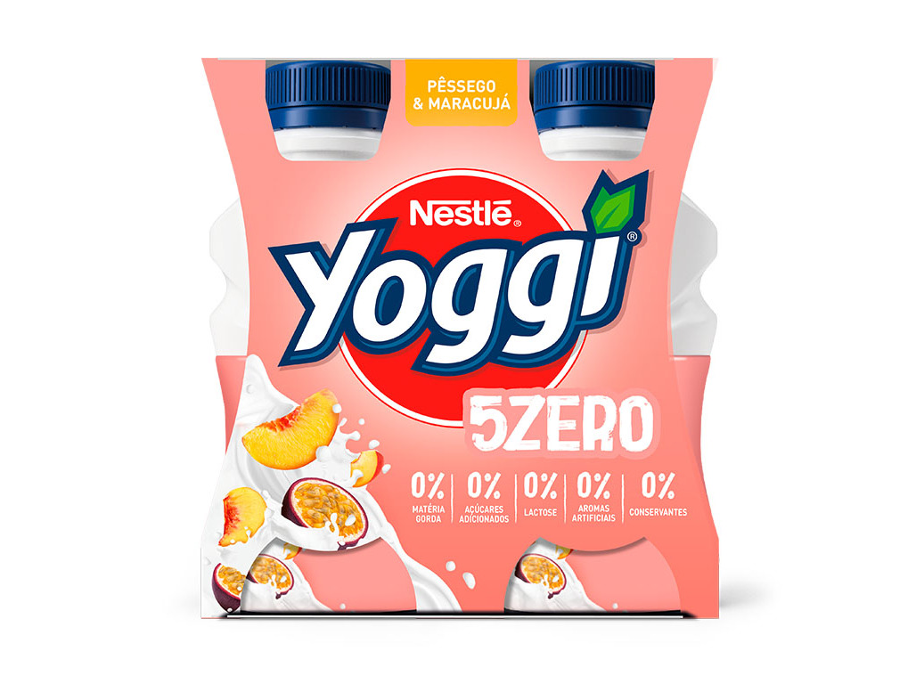 IOGURTE LIQUIDO YOGGI 5ZERO PESSEGO E MARACUJÁ 4X160G