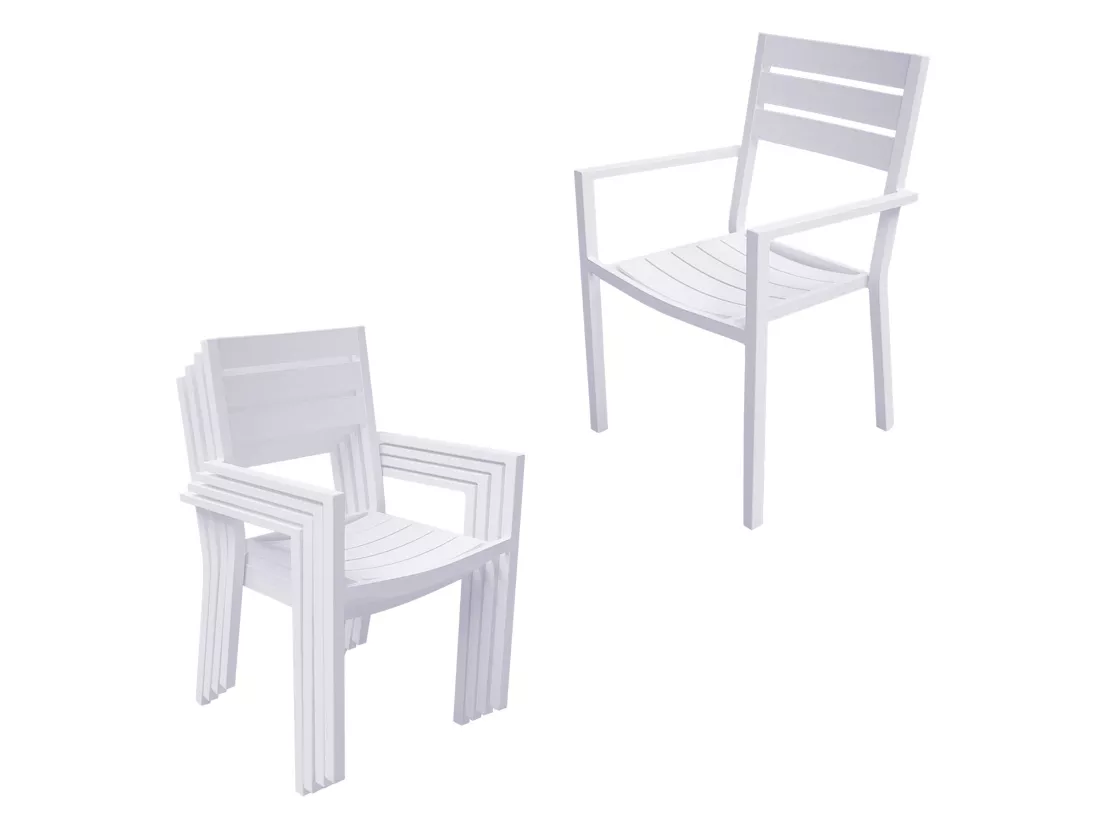 Salon de jardin VENEZIA extensible 132/264 en aluminium blanc - 10 places - HAPPY GARDEN