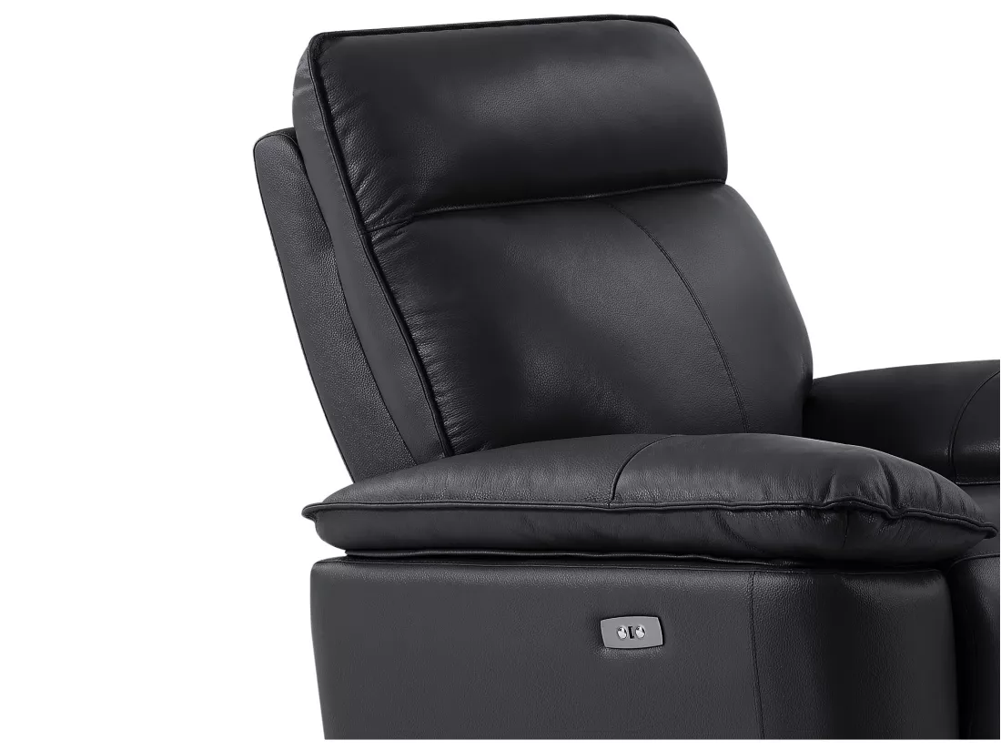Fauteuil relax électrique en cuir de vachette noir NOVENA