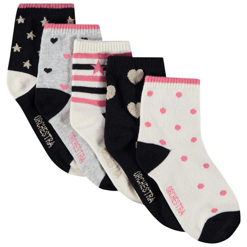 Lot de 5 paires de chaussettes fantaisies pour fille - Gris foncé