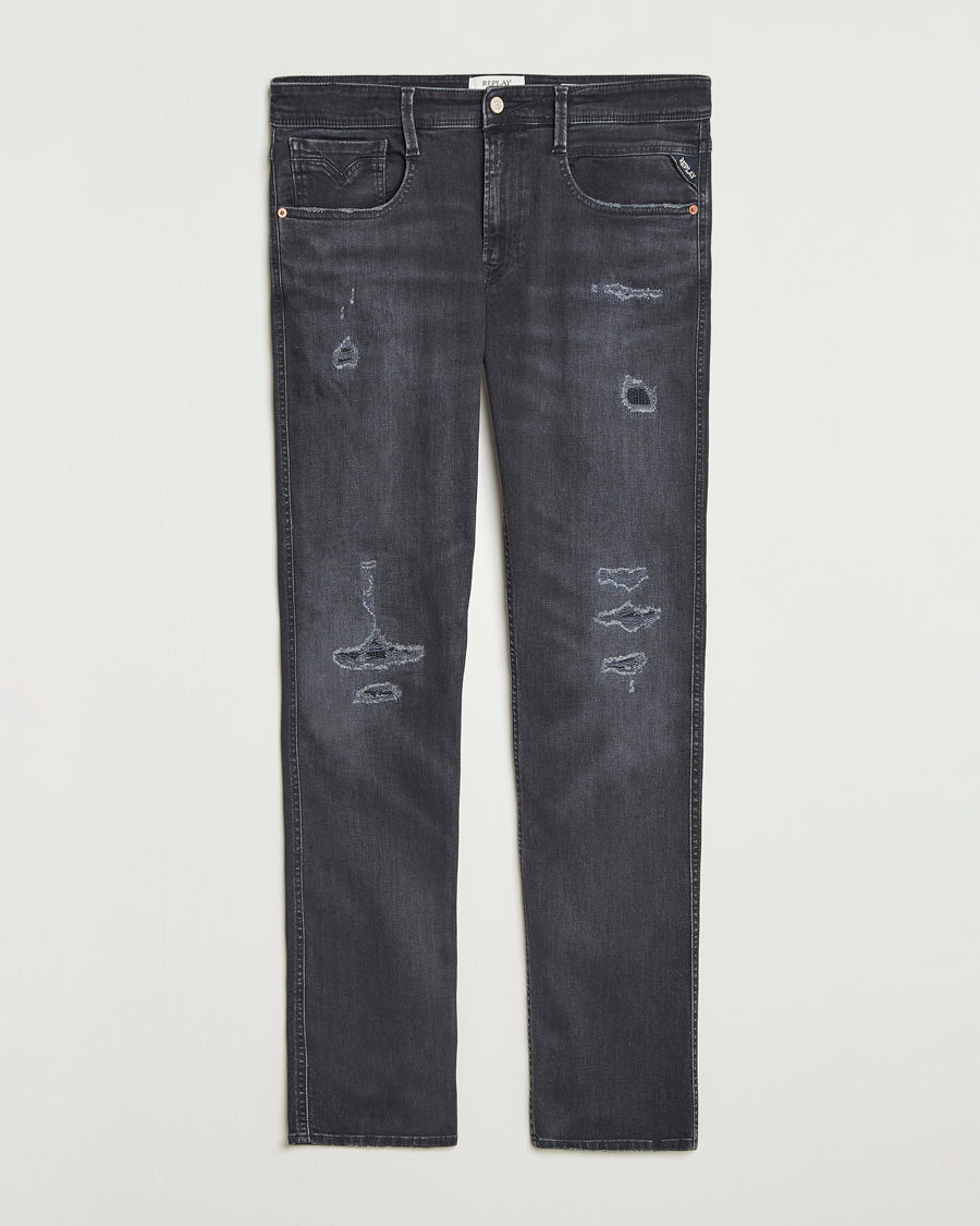 Replay Anbass Distressed Super Stretch Bio Jeans Washed Black