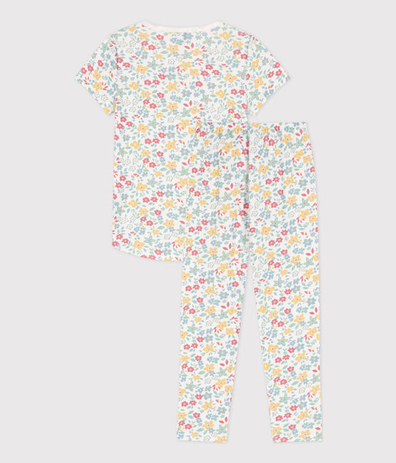Pyjama manches courtes fleurs en coton petite fille
