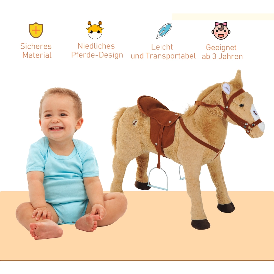 HOMCOM Kinderpferd beige